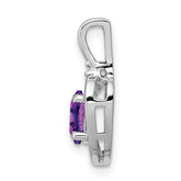 925 Sterling Silver Rhodium-Plated Amethyst & Diamond Pendant Elegant February Birthstone